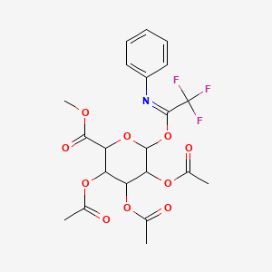 molecular formula C21H22F3NO10 B12319777 methyl 3,4,5-triacetyloxy-6-[N-phenyl-C-(trifluoromethyl)carbonimidoyl]oxyoxane-2-carboxylate 