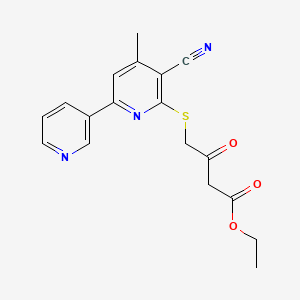 molecular formula C18H17N3O3S B1231982 ethyl 4-[(5-cyano-4-methyl-2,3'-bipyridin-6-yl)thio]-3-oxobutanoate 