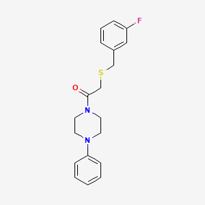 molecular formula C19H21FN2OS B1231983 2-[(3-Fluorophenyl)methylthio]-1-(4-phenyl-1-piperazinyl)ethanone 