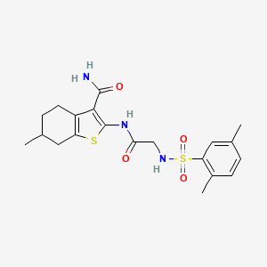 molecular formula C20H25N3O4S2 B1231988 2-[[2-[(2,5-Dimethylphenyl)sulfonylamino]-1-oxoethyl]amino]-6-methyl-4,5,6,7-tetrahydro-1-benzothiophene-3-carboxamide 