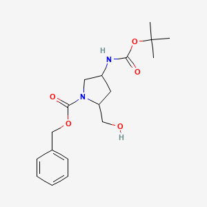 molecular formula C18H26N2O5 B12319883 Benzyl 4-((tert-butoxycarbonyl)amino)-2-(hydroxymethyl)pyrrolidine-1-carboxylate 