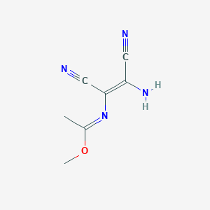 molecular formula C7H8N4O B12319950 Methyl N-(2-amino-1,2-dicyanovinyl)acetimidate 