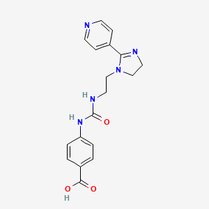 molecular formula C18H19N5O3 B1232011 1-(2-(2-(4-Pyridyl)-2-imidazoline-1-yl)ethyl)-3-(4-carboxyphenyl)urea CAS No. 73998-69-3
