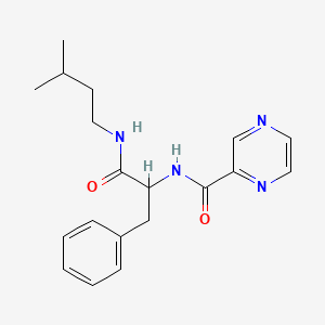 molecular formula C19H24N4O2 B12320137 N-[1-(3-methylbutylamino)-1-oxo-3-phenylpropan-2-yl]pyrazine-2-carboxamide 
