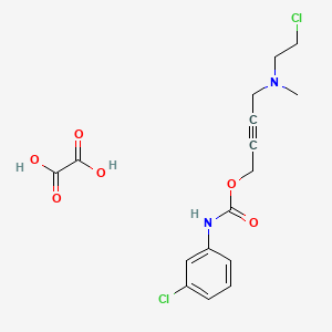 molecular formula C16H18Cl2N2O6 B1232016 4-((2-Chloroethyl)methylamino)-2-butynyl N-(3-chlorophenyl)carbamate oxalate CAS No. 123567-33-9