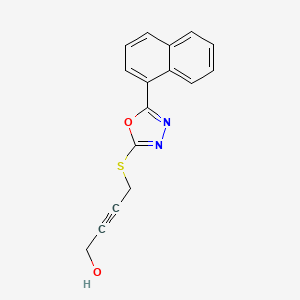 molecular formula C16H12N2O2S B1232028 4-[[5-(1-Naphthalenyl)-1,3,4-oxadiazol-2-yl]thio]-2-butyn-1-ol 