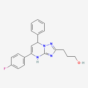 molecular formula C20H19FN4O B1232032 3-[5-(4-Fluorophenyl)-7-phenyl-1,7-dihydro-[1,2,4]triazolo[1,5-a]pyrimidin-2-yl]-1-propanol 
