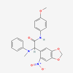 molecular formula C23H21N3O6 B1232037 N-(4-methoxyphenyl)-2-(N-methylanilino)-2-(6-nitro-1,3-benzodioxol-5-yl)acetamide 