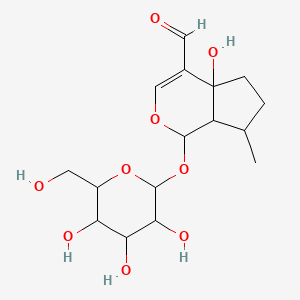 molecular formula C16H24O9 B12320518 4a-hydroxy-7-methyl-1-[3,4,5-trihydroxy-6-(hydroxymethyl)oxan-2-yl]oxy-5,6,7,7a-tetrahydro-1H-cyclopenta[c]pyran-4-carbaldehyde 