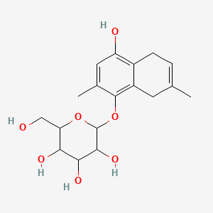 molecular formula C18H24O7 B12320539 b-D-Glucopyranoside,5,8-dihydro-4-hydroxy-2,7-dimethyl-1-naphthalenyl 