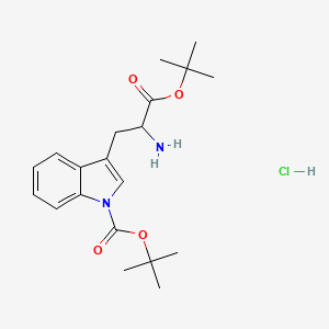 molecular formula C20H29ClN2O4 B12320559 Tert-butyl 3-[2-amino-3-[(2-methylpropan-2-yl)oxy]-3-oxopropyl]indole-1-carboxylate;hydrochloride 