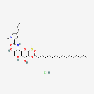 molecular formula C34H65ClN2O7S B12320598 trans-a-Methyl 6,8-Dideoxy-6-(1-methyl-4-propyl-L-2-pyrrolidinecarboxamido)-1-thio-D-erythro-D-galacto-octopyranoside 2-Palmitate Monohydrochloride; (2S-trans)-Methyl 6,8-dideoxy-6-[[(1-methyl-4-propyl-2-pyrrolidinyl)carbonyl]amino]-1-thio-D-erythro-a-D-galacto-octopyranoside 2-Hexadecanoate Monohydrochloride 