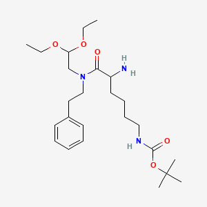 molecular formula C25H43N3O5 B12320775 tert-butyl N-[5-amino-6-[2,2-diethoxyethyl(2-phenylethyl)amino]-6-oxohexyl]carbamate 