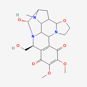 molecular formula C21H27N3O7 B1232080 (16S,21R)-21-Hydroxy-16-(hydroxymethyl)-12,13-dimethoxy-20-methyl-5-oxa-8,17,20-triazahexacyclo[15.3.1.03,19.04,8.09,18.010,15]henicosa-10(15),12-diene-11,14-dione CAS No. 62046-87-1
