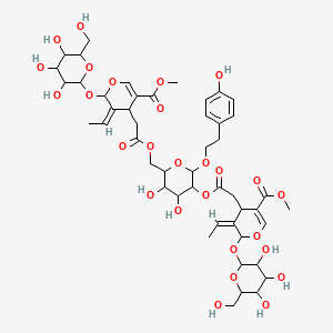 molecular formula C48H64O27 B12320963 methyl (5Z)-5-ethylidene-4-[2-[[5-[2-[(3Z)-3-ethylidene-5-methoxycarbonyl-2-[3,4,5-trihydroxy-6-(hydroxymethyl)oxan-2-yl]oxy-4H-pyran-4-yl]acetyl]oxy-3,4-dihydroxy-6-[2-(4-hydroxyphenyl)ethoxy]oxan-2-yl]methoxy]-2-oxoethyl]-6-[3,4,5-trihydroxy-6-(hydroxymethyl)oxan-2-yl]oxy-4H-pyran-3-carboxylate 