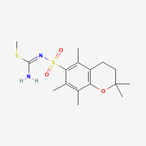 molecular formula C16H24N2O3S2 B12321135 methyl N'-[(2,2,5,7,8-pentamethyl-3,4-dihydrochromen-6-yl)sulfonyl]carbamimidothioate 