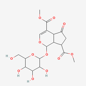 molecular formula C18H24O12 B12321182 dimethyl 5-oxo-1-[3,4,5-trihydroxy-6-(hydroxymethyl)oxan-2-yl]oxy-4a,6,7,7a-tetrahydro-1H-cyclopenta[c]pyran-4,7-dicarboxylate 