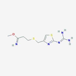 molecular formula C9H15N5OS2 B123213 Methyl 3-{[2-(diaminomethyleneamino)thiazol-4-YL]methylthio}propanimidate CAS No. 76823-94-4