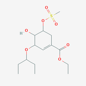molecular formula C15H26O7S B12321570 Ethyl 4-hydroxy-5-methylsulfonyloxy-3-pentan-3-yloxycyclohexene-1-carboxylate 