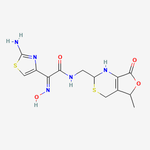 molecular formula C13H15N5O4S2 B12321645 Cefdinir IMpurity 3 (Cefdinir Decarboxy Open Ring Lactone (Mixture of A and B)) 