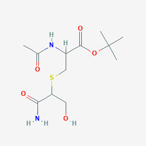 molecular formula C12H22N2O5S B12321786 Tert-butyl 2-acetamido-3-(1-amino-3-hydroxy-1-oxopropan-2-yl)sulfanylpropanoate 