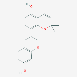 molecular formula C20H20O4 B12321876 8-(7-hydroxy-3,4-dihydro-2H-chromen-3-yl)-2,2-dimethylchromen-5-ol 