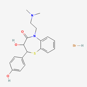 molecular formula C19H23BrN2O3S B12322020 5-[2-(Dimethylamino)ethyl]-3-hydroxy-2-(4-hydroxyphenyl)-2,3-dihydro-1,5-benzothiazepin-4-one;hydrobromide 