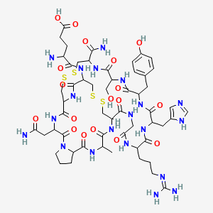 molecular formula C55H80N20O18S4 B12322083 H-DL-Glu-DL-Cys(1)-DL-Cys(2)-DL-Asn-DL-Pro-DL-Ala-DL-Cys(1)-Gly-DL-Arg-DL-His-DL-Tyr-DL-Ser-DL-Cys(2)-NH2 