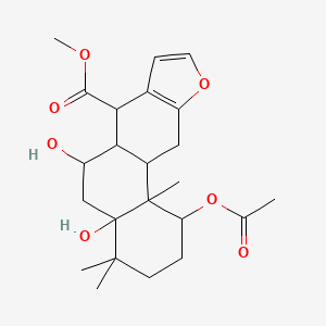 molecular formula C23H32O7 B12322094 methyl 1-acetyloxy-4a,6-dihydroxy-4,4,11b-trimethyl-2,3,5,6,6a,7,11,11a-octahydro-1H-naphtho[2,1-f][1]benzofuran-7-carboxylate 