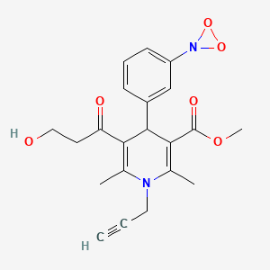 4-[3-(3-dioxaziridinyl)phenyl]-5-(3-hydroxy-1-oxopropyl)-2,6-dimethyl-1-prop-2-ynyl-4H-pyridine-3-carboxylic acid methyl ester