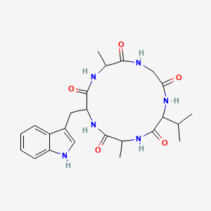 molecular formula C24H32N6O5 B12322790 cyclo[DL-Ala-Gly-DL-Val-DL-Ala-DL-Trp] 