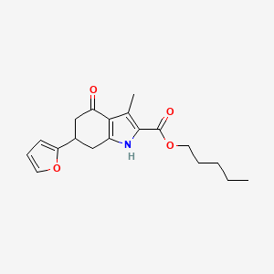 molecular formula C19H23NO4 B1232293 pentyl 6-(furan-2-yl)-3-methyl-4-oxo-4,5,6,7-tetrahydro-1H-indole-2-carboxylate 
