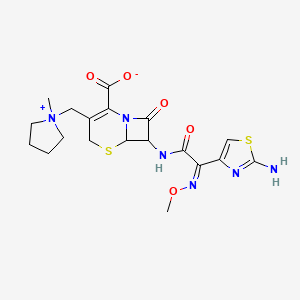 7-{[(2Z)-2-(2-amino-1,3-thiazol-4-yl)-2-(methoxyimino)acetyl]amino}-3-[(1-methylpyrrolidinium-1-yl)methyl]-8-oxo-5-thia-1-azabicyclo[4.2.0]oct-2-ene-2-carboxylate