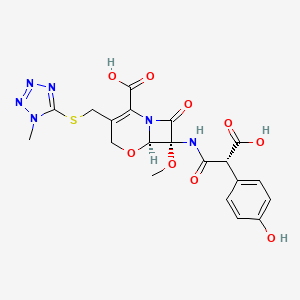 7-((Carboxy(4-hydroxyphenyl)acetyl)amino)-7-methoxy-(3-((1-methyl-1H-tetrazol-5-YL)thio)methyl)-8-oxo-5-oxa-1-azabicyclo[4.2.0]oct-2-ene-2-carboxylic acid