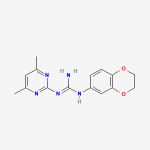 molecular formula C15H17N5O2 B1232319 Guanidine, N-(2,3-dihydro-1,4-benzodioxin-6-yl)-N'-(4,6-dimethyl-2-pyrimidinyl)- 