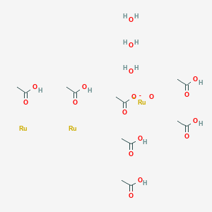 molecular formula C14H33O18Ru3 B12323331 Hexa(acetato)mu3-oxo-tris(aquo)triruthenium acetate 