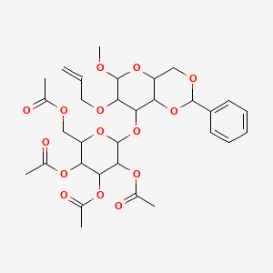 molecular formula C31H40O15 B12323343 Methyl 2-O-allyl-4,6-O-benzylidene-3-O-(2',3',4',6'-tetra-O-acetyl-alpha-D-mannopyranosyl)-alpha-D-mannopyranoside 