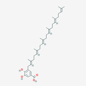 molecular formula C37H54O4 B1232337 3-Hexaprenyl-4,5-dihydroxybenzoic acid CAS No. 63975-40-6