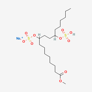 molecular formula C19H37NaO10S2 B12323378 Sodium 1-methoxy-1-oxo-12-(sulfooxy)octadecan-9-yl sulfate CAS No. 68856-39-3