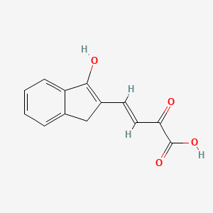 molecular formula C13H10O4 B1232338 (E)-4-(3-hydroxy-1H-inden-2-yl)-2-oxobut-3-enoic acid 