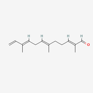 molecular formula C15H22O B1232340 2,6,9,11-Dodecatetraenal, 2,6,10-trimethyl- CAS No. 4955-32-2