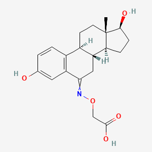 molecular formula C20H25NO5 B1232357 2-[[(8R,9S,13S,14S,17S)-3,17-dihydroxy-13-methyl-8,9,11,12,14,15,16,17-octahydro-7H-cyclopenta[a]phenanthren-6-ylidene]amino]oxyacetic acid 