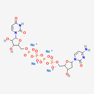 molecular formula C18H23N5Na4O21P4 B12323575 Uridine5'-(pentahydrogen tetraphosphate), P'5'-ester with 2'-deoxycytidine, sodium salt (1 