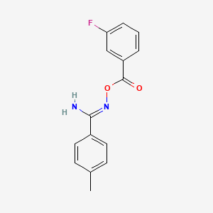 molecular formula C15H13FN2O2 B1232371 N'-[(3-fluorobenzoyl)oxy]-4-methylbenzenecarboximidamide 