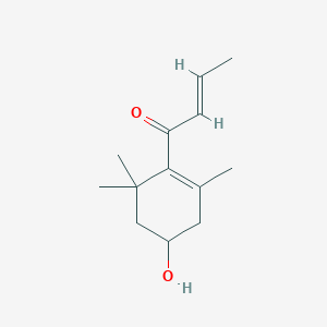 molecular formula C13H20O2 B1232382 1-(4-Hydroxy-2,6,6-trimethyl-1-cyclohexen-1-yl)-2-buten-1-one CAS No. 56915-02-7