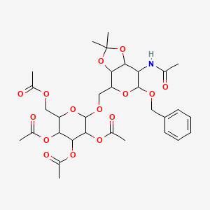 molecular formula C32H43NO15 B12323822 [6-[(7-acetamido-2,2-dimethyl-6-phenylmethoxy-4,6,7,7a-tetrahydro-3aH-[1,3]dioxolo[4,5-c]pyran-4-yl)methoxy]-3,4,5-triacetyloxyoxan-2-yl]methyl acetate 