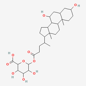 molecular formula C30H48O10 B12323854 beta-D-Glucopyranuronic acid, 1-[(3alpha,5beta,7beta)-3,7-dihydroxycholan-24-oate] 