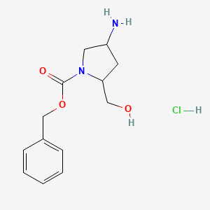 molecular formula C13H19ClN2O3 B12323859 Benzyl 4-amino-2-(hydroxymethyl)pyrrolidine-1-carboxylate hydrochloride 
