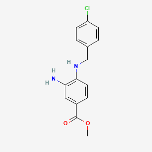 molecular formula C15H15ClN2O2 B12323916 Methyl 3-amino-4-{[(4-chlorophenyl)methyl]amino}benzoate CAS No. 174422-23-2
