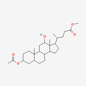 molecular formula C27H44O5 B12323982 methyl 4-(3-acetyloxy-12-hydroxy-10,13-dimethyl-2,3,4,5,6,7,8,9,11,12,14,15,16,17-tetradecahydro-1H-cyclopenta[a]phenanthren-17-yl)pentanoate 